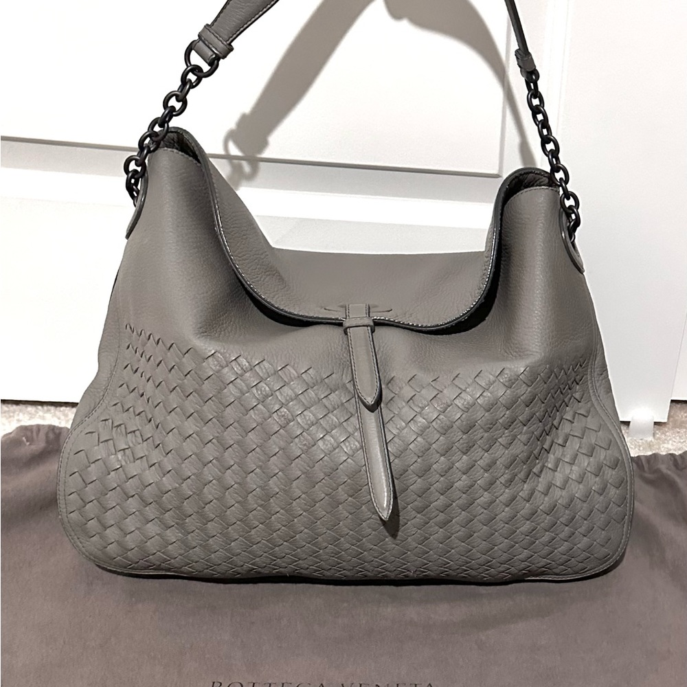 Authentic Bottega Veneta Cervo Flap Top Hobo Bag